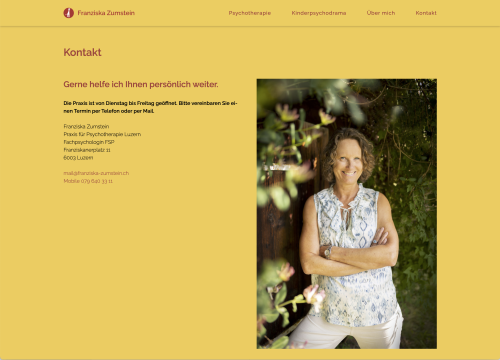 Screenshot der Startup-Website franziska-zumstein.ch